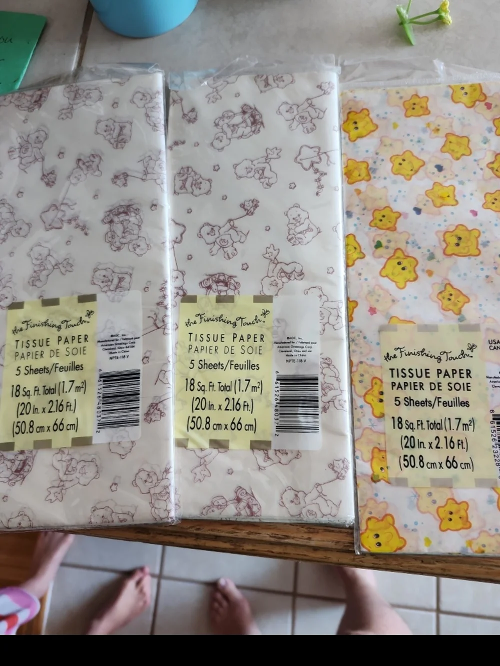 care bear present tissue paper new unopened y2k vintage 3 Packs